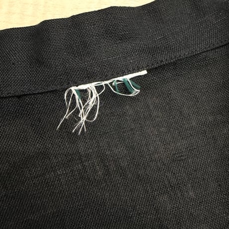 1990's ITALY Made Black Linen Fabric Side Slit Shirt