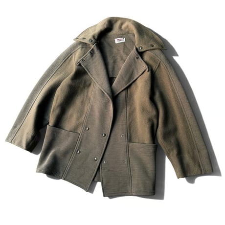 〜1990's Wool × Ribbed Jersey Switching Fabric Design Loop Collar Jacket
