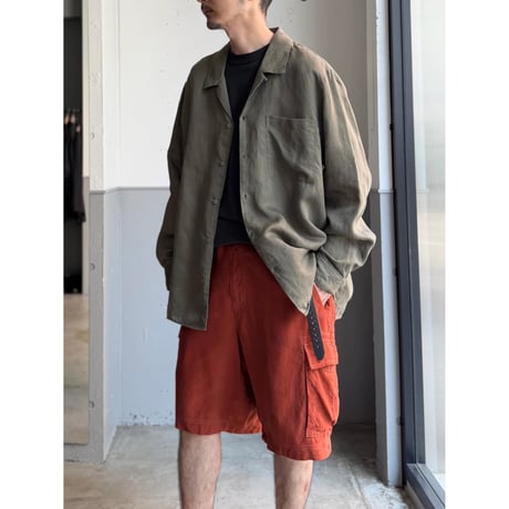 Linen / Lyocell fabric open collar shirt