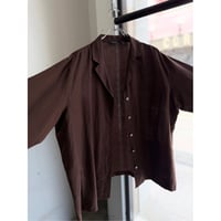 1990's-2000's Linen × Rayon Fabric Open Collar Shirt With Pocket