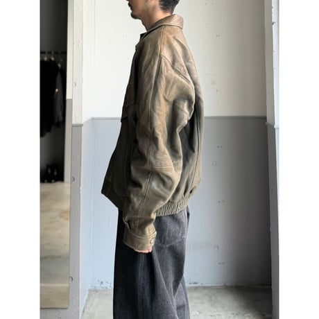 1980's-Early 1990's "Clipper Mist" Sun faded green leather dolman sleeve jacket