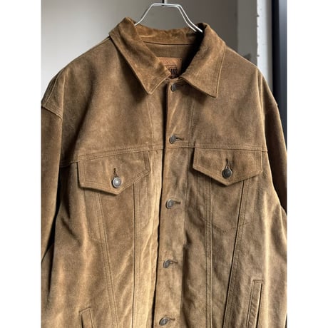 2000's "GAP BLUE JEANS" Cow split leather 4pocket trucker jacket