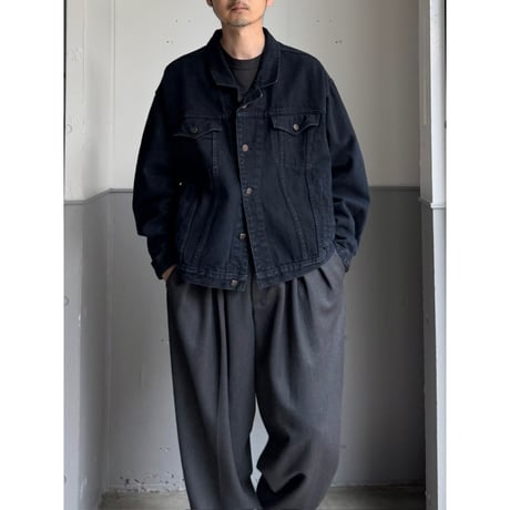1990's CANADA MADE Blue black color 4pocket trucker jacket