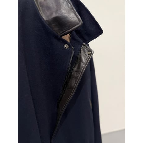 1980's-1990's "TEMPO EUROPA by LONDON FOG" CANADA MADE Leather switching design wool blend jacket