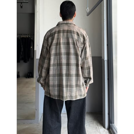 1990's Cotton flannel fabric open collar relaxing shirt