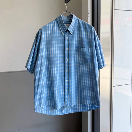 1990's-2000's "YVES SAINT LAURENT pour homme" Plaid patterned short sleeve shirt