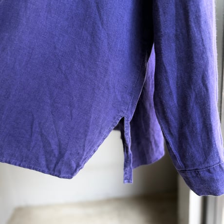 1990's Purple linen fabric long sleeve shirt