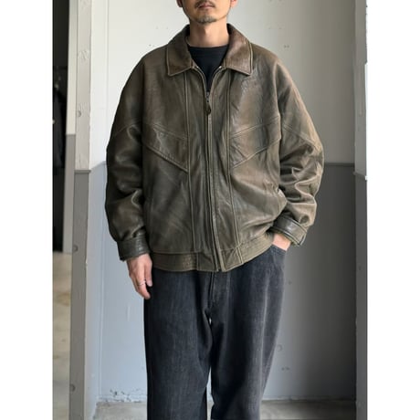 1980's-Early 1990's "Clipper Mist" Sun faded green leather dolman sleeve jacket