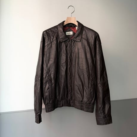 1990's Brown leather dolman sleeve zip-up jacket