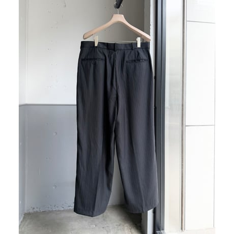 1990's-2000's Rayon blend inverted pleats & stripe wide silhouette slacks pants