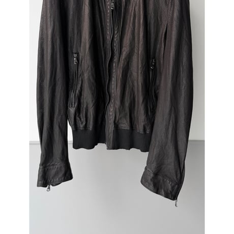2000's Perforated Leather double zipper jacket