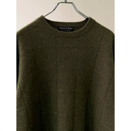 1990's-2000's 2Ply Cashmere plaid patterned crew neck knit sweater