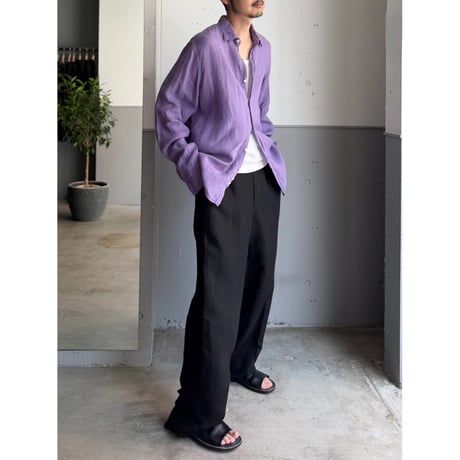 2000's〜 "THE OXFORD SHIRT CO." Purple fine linen fabric shirt