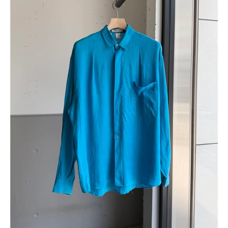 1980's-1990's "RICK PALLACK" Linen fabric pleated design shirt