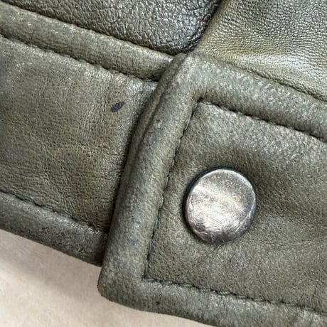 1980's-Early 1990's "Clipper Mist" Sun faded green leather dolman sleeve jacket
