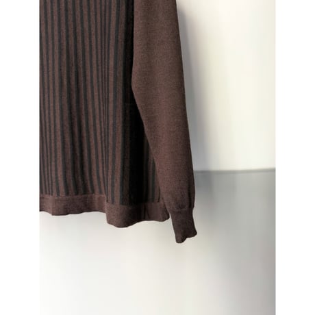 1990's-2000's ITALY MADE Stripe pattern half-zip knit pullover shirt