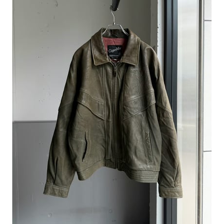 1980's-Early 1990's "Clipper Mist" Sun faded green leather dolman sleeve jacket