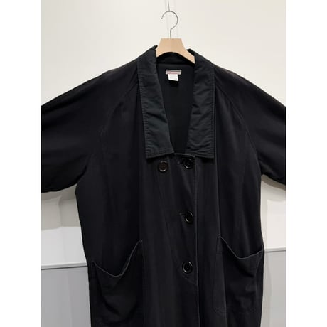 1980's Black cotton fabric wide silhouette raglan sleeve coat