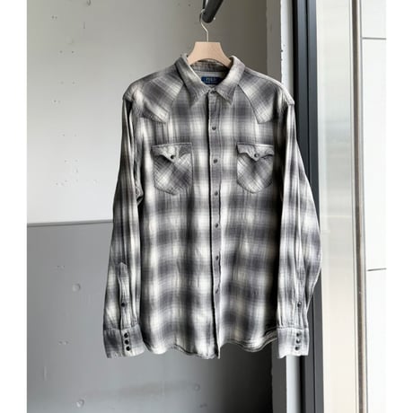 "POLO RALPH LAUREN" Ombre plaid pettern cotton western shirt