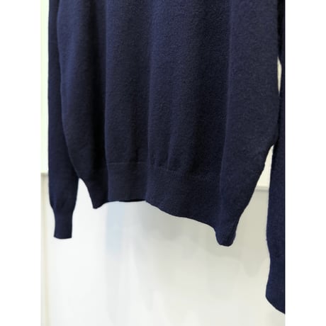 1990's-2000's "bloomingdale's" Cashmere × Suede Leather Trim half-zip knit sweater