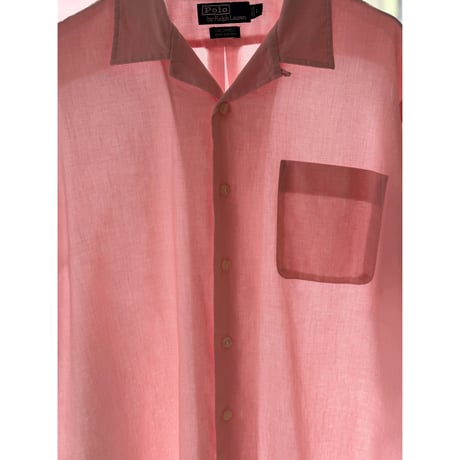 1990's "Polo by Ralph Lauren" Panama weave open collar short sleeve shirt