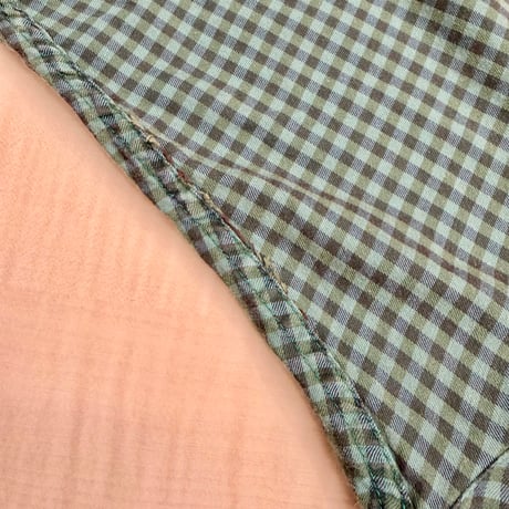 1980's-Early 1990's Gingham pattern slanted patch pocket shirt