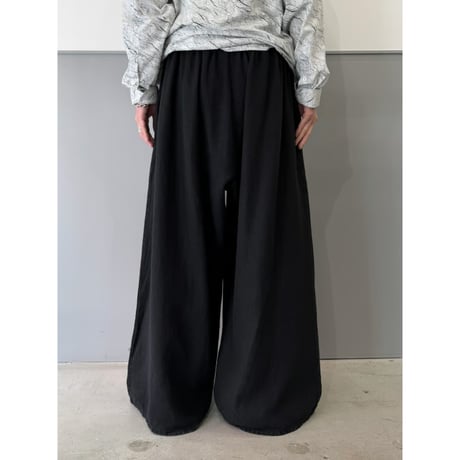 2000's Black Linen Fabric Extra Wide Silhouette Relaxing Pants