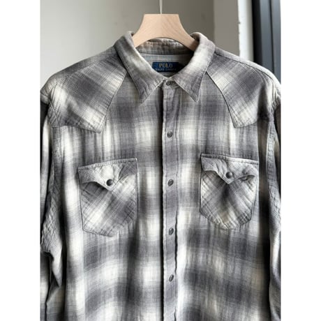 "POLO RALPH LAUREN" Ombre plaid pettern cotton western shirt