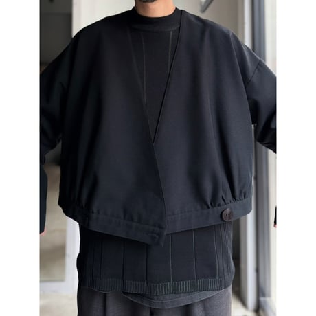 1980's-1990's Wide & Short silhouette collarless double-breasted jacket