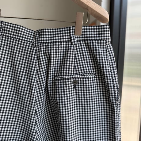 1990's "Liz sport" Cotton fabric gingham checked 2tuck shorts