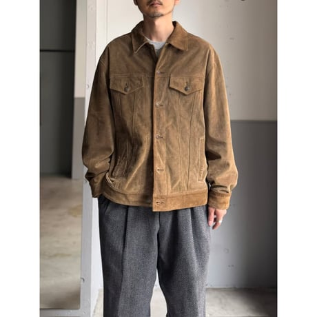 2000's "GAP BLUE JEANS" Cow split leather 4pocket trucker jacket