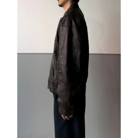 1990's Brown leather dolman sleeve zip-up jacket