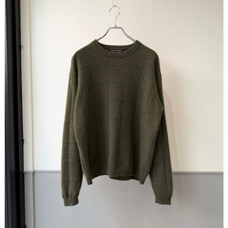 1990's-2000's 2Ply Cashmere plaid patterned crew neck knit sweater
