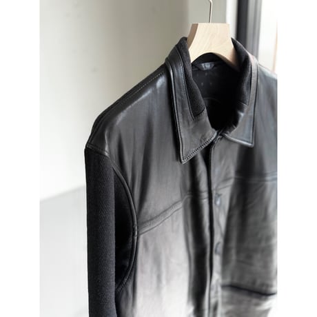 1990's Leather × Knit switching design jacket