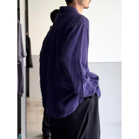 1990's Purple linen fabric long sleeve shirt