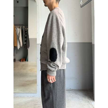 1990's "L.L.Bean" SCOTLAND MADE Lambswool knit cardigan with elbow patches