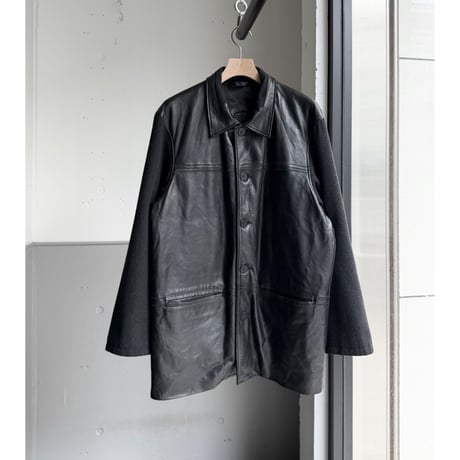 1990's Leather × Knit switching design jacket