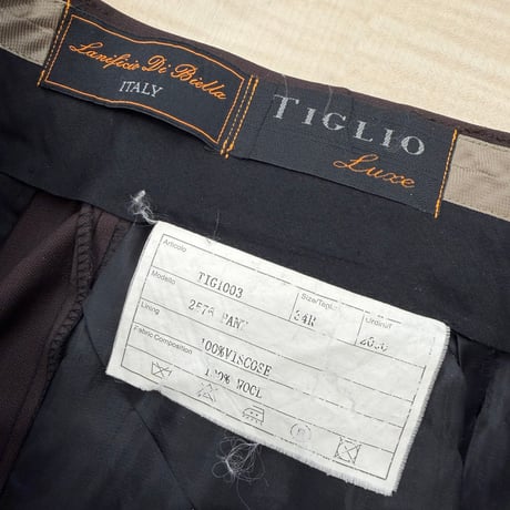 2000's ITALY wool fabric inverted pleats & wide silhouette slacks pants