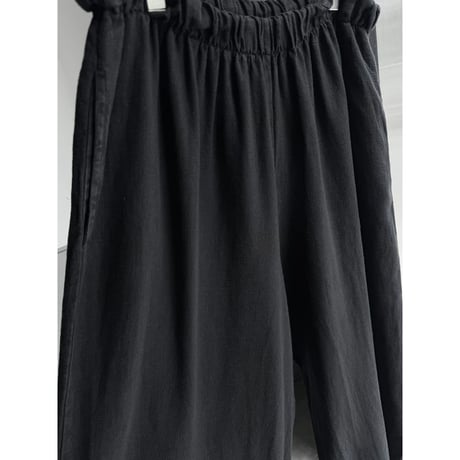 2000's Black Linen Fabric Extra Wide Silhouette Relaxing Pants