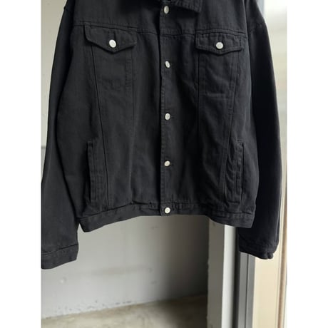 1990's Black denim 4pocket trucker jacket