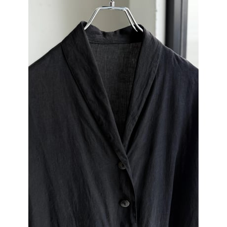 1990's "I BLUES by Max Mara" ITALY MADE Pure linen fabric shawl collar short sleeve shirt