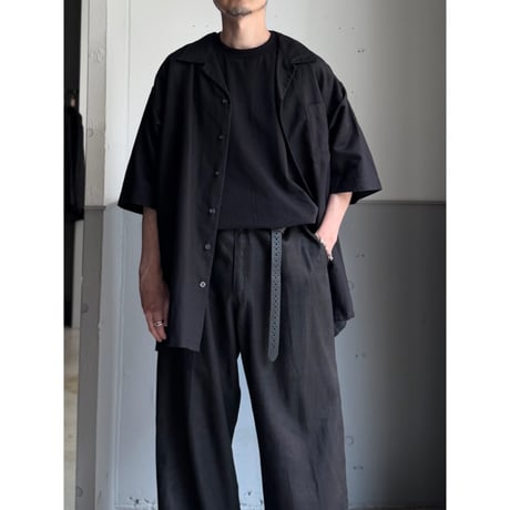 1990's-2000's "CLUB ROOM" Linen / Cotton fabric open collar shirt
