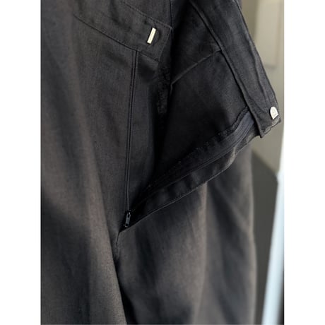 2000's Black linen fabric wide silhouette slacks pants
