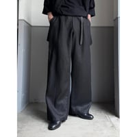 2000's Black linen fabric wide silhouette slacks pants