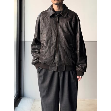 1990's-2000's Brown leather raglan sleeve drizzler jacket