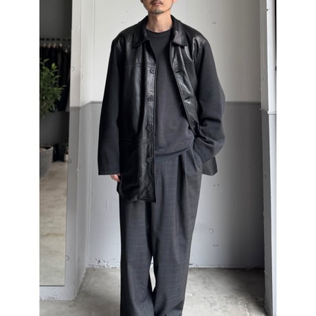 1990's Leather × Knit switching design jacket