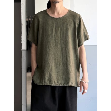 2000's "FLAX" Linen fabric pullover short sleeve shirt