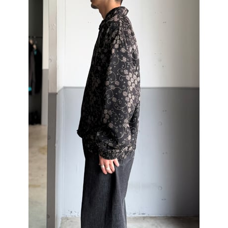 1990's Silk fabric floral patterned zip-up jacket