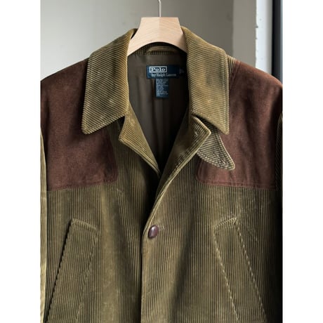 1990's-2000's "Polo by Ralph Lauren" Leather Switching Design 4pocket Corduroy Jacket