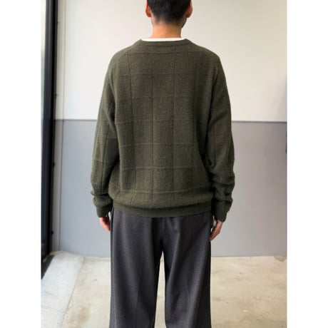 1990's-2000's 2Ply Cashmere plaid patterned crew neck knit sweater
